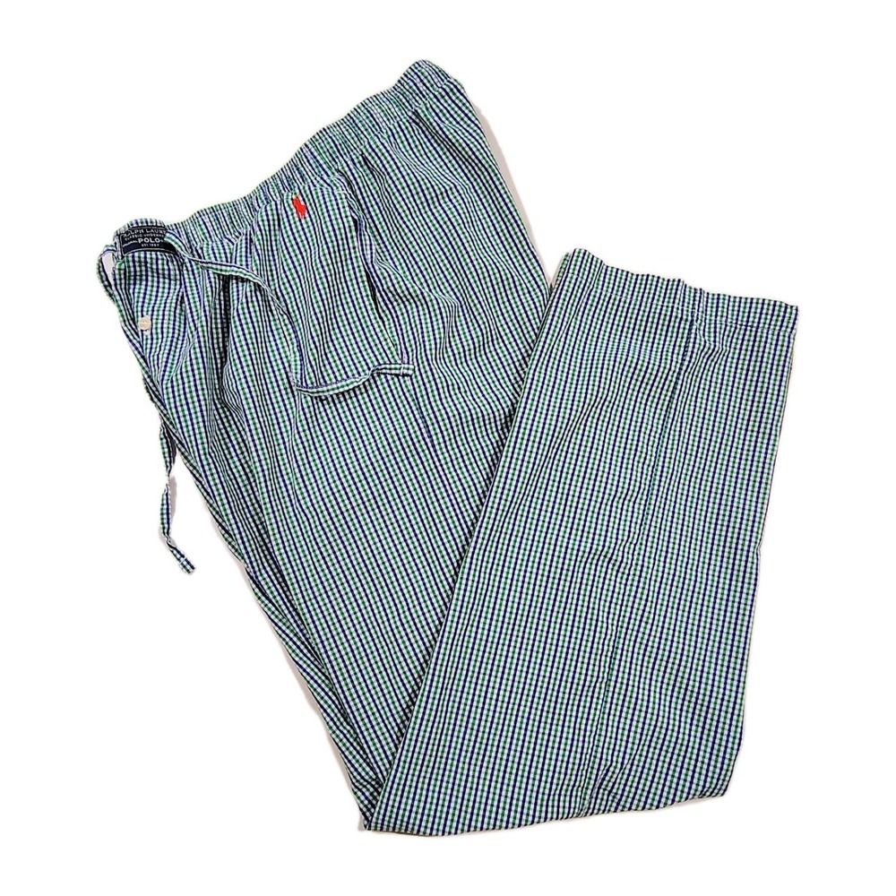 Polo Ralph Lauren Sleep Pants Pajama Lounge Size Medium Mens Cotton Green Plaid